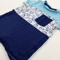 Fish & Sharks Blue Colourblock T-Shirt - Boys 12-18 Months