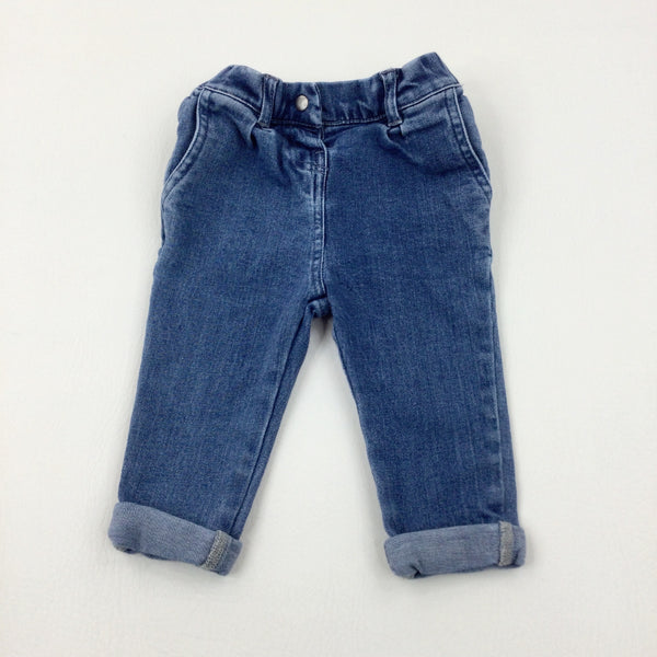 Mid Blue Denim Jeans  - Girls 6-9 Months