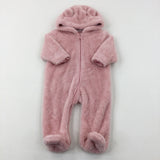 Pink Fluffy Onesie - Girls 6-9 Months