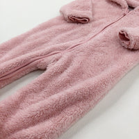 Pink Fluffy Onesie - Girls 6-9 Months