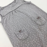 Flowers Grey Jersey Romper - Girls 6-9 Months