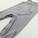 Flowers Grey Jersey Romper - Girls 6-9 Months