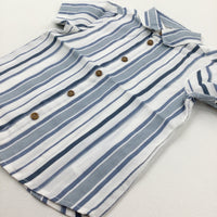 Blue & White Striped Shirt - Boys 18-24 Months