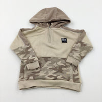 'Stay Cool' Camouflage Cream Half Zip Hoodie - Boys 18-24 Months