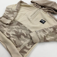 'Stay Cool' Camouflage Cream Half Zip Hoodie - Boys 18-24 Months