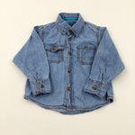 Light Blue Denim Effect Long Sleeve Shirt - Boys 18-24 Months