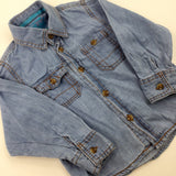 Light Blue Denim Effect Long Sleeve Shirt - Boys 18-24 Months