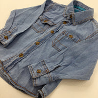 Light Blue Denim Effect Long Sleeve Shirt - Boys 18-24 Months