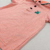 Frog Motif Neon Orange Striped Polo Shirt - Boys 12-18 Months