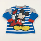 Mickey Mouse Blue Striped Long Sleeve Top - Boys 12-18 Months