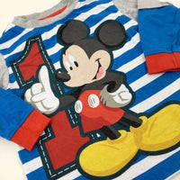 Mickey Mouse Blue Striped Long Sleeve Top - Boys 12-18 Months