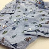 Robots Light Blue Long Sleeve Cotton Shirt - Boys 12-18 Months