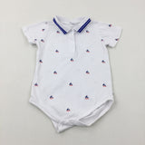 Boats White Bodysuit - Boys 12-18 Months