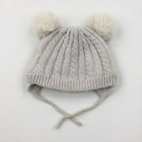 Cream Knitted Winter Bobble Hat - Boys 12-18 Months