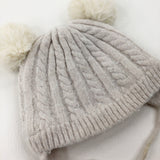 Cream Knitted Winter Bobble Hat - Boys 12-18 Months