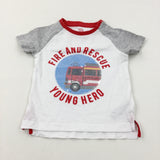 'Fire And Rescue' Sequinned White T-Shirt - Boys 12-18 Months