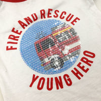 'Fire And Rescue' Sequinned White T-Shirt - Boys 12-18 Months