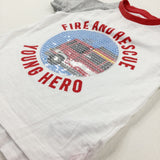 'Fire And Rescue' Sequinned White T-Shirt - Boys 12-18 Months