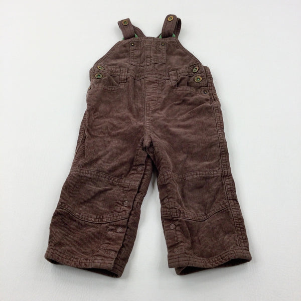 Brown Lined Cord Dungarees - Boys 12-18 Months