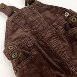 Brown Lined Cord Dungarees - Boys 12-18 Months