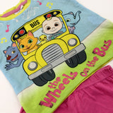 'The Wheels On The Bus' Cocomelon & Friends Colourful Short Pyjamas - Girls 12-18 Months