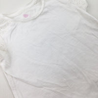 Lace Sleeves White Cotton T-Shirt - Girls 18-24 Months