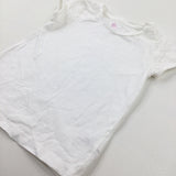 Lace Sleeves White Cotton T-Shirt - Girls 18-24 Months