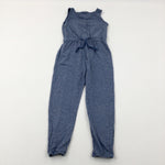 Patterned Blue Jersey Jumpsuit - Girls 4-5 Years