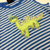 Dinosaur Appliqued Blue Striped Vest Top - Boys 18-24 Months