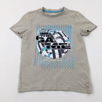 'The Game' Football Beige Cotton T-Shirt - Boys 5-6 Years