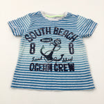 'South Beach' Anchor Blue Striped T-Shirt - Boys 5-6 Years