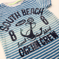 'South Beach' Anchor Blue Striped T-Shirt - Boys 5-6 Years