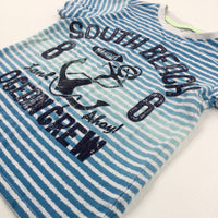 'South Beach' Anchor Blue Striped T-Shirt - Boys 5-6 Years