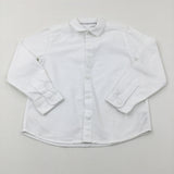 White Cotton Long Sleeve Shirt - Boys 5-6 Years