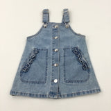 Light Blue Denim Dungaree Dress - Girls 18-24 Months