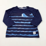 Whale Navy Long Sleeve Top - Boys 2-3 Years