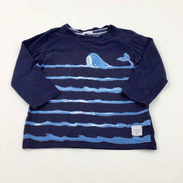 Whale Navy Long Sleeve Top - Boys 2-3 Years