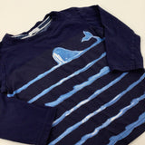 Whale Navy Long Sleeve Top - Boys 2-3 Years