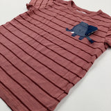 Elephant Coral Pink Striped T-Shirt - Boys 6-7 Years