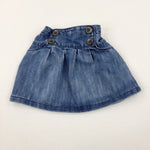 Mid Blue Denim Skirt With Adjustable Waist - Girls 18-24 Months