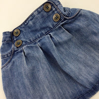 Mid Blue Denim Skirt With Adjustable Waist - Girls 18-24 Months