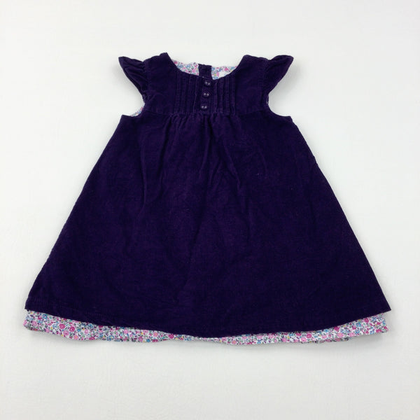 Flowers Purple Cord Dress - Girls 18-24 Months