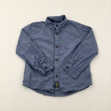 Blue Cotton Long Sleeve Shirt - Boys 6-7 Years