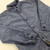 Blue Cotton Long Sleeve Shirt - Boys 6-7 Years