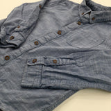 Blue Cotton Long Sleeve Shirt - Boys 6-7 Years