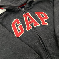 'GAP' Appliqued Charcoal Gey Zip Through Hoodie - Boys 8-9 Years