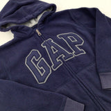 'GAP' Appliqued Navy Fleece Zip Through Hoodie - Boys 8-9 Years