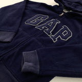 'GAP' Appliqued Navy Fleece Zip Through Hoodie - Boys 8-9 Years