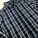 Navy & Petrol Blue Checked Long Sleeve Shirt - Boys 8-9 Years