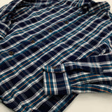 Navy & Petrol Blue Checked Long Sleeve Shirt - Boys 8-9 Years